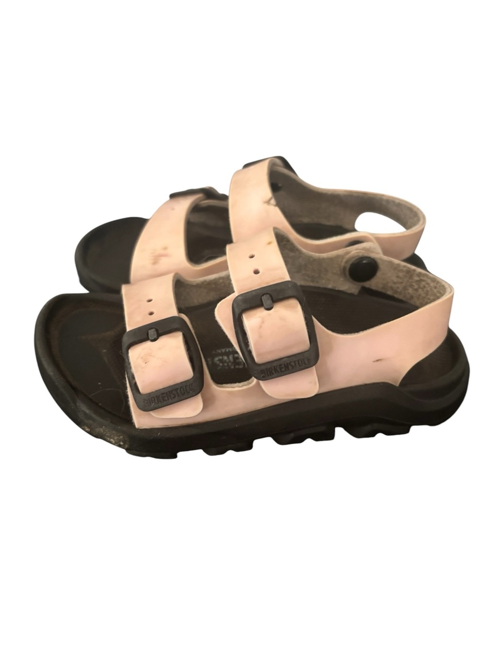 Birkenstock Mogami Kids Size 26 Pink Black Sandals Adjustable Buckle Flaw